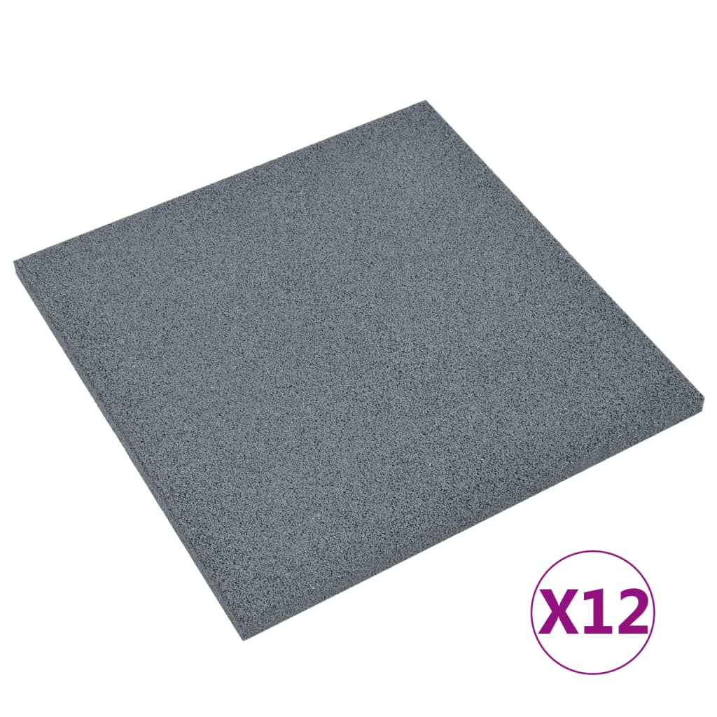 Carreaux Vidaxl Valt 12 ST 50x50x3 cm Gris en caoutchouc