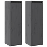 Vidaxl wandkasten 2 st 30x30x100 cm massief grenenhout grijs