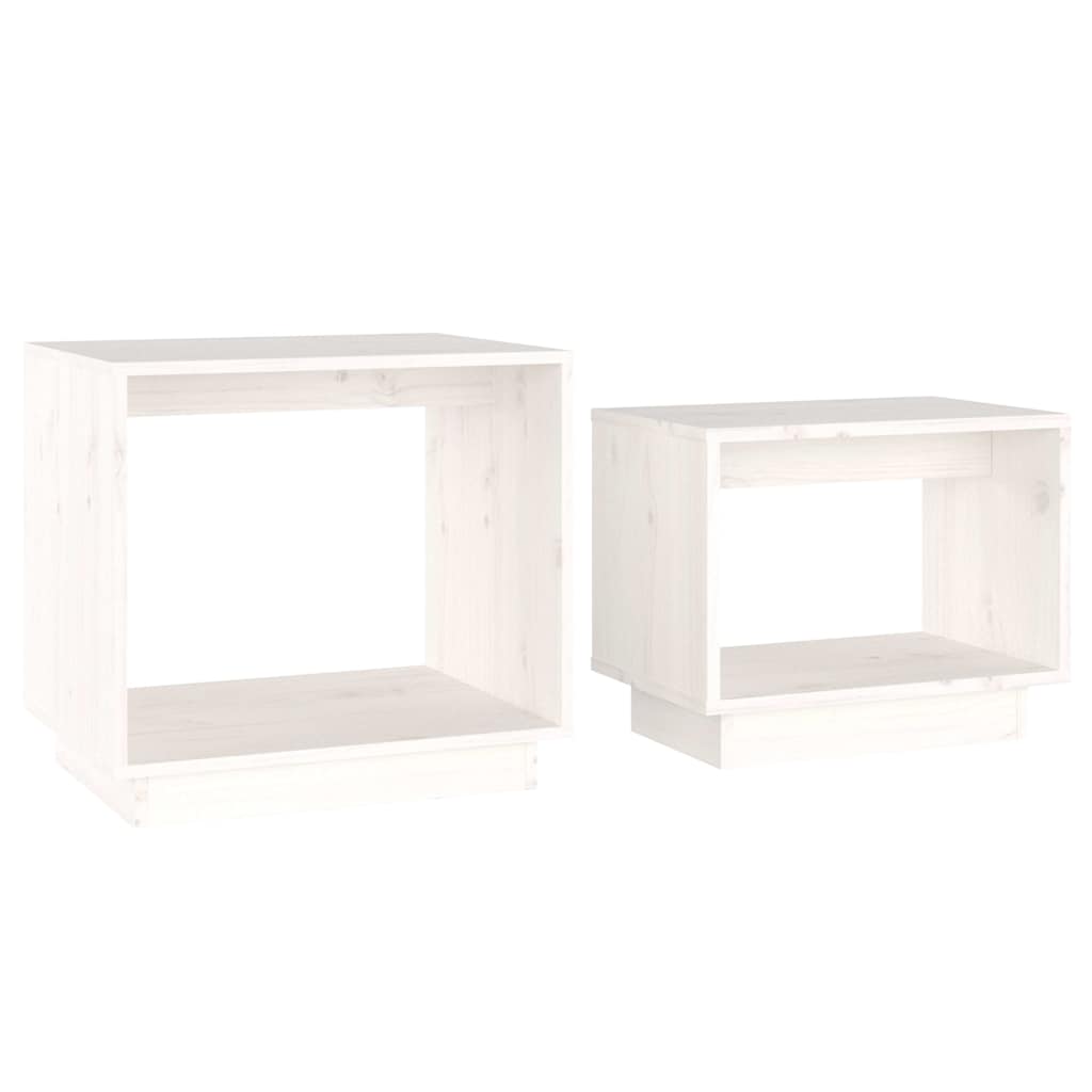 Vidaxl 2-delige salontafelset massief grenenhout wit