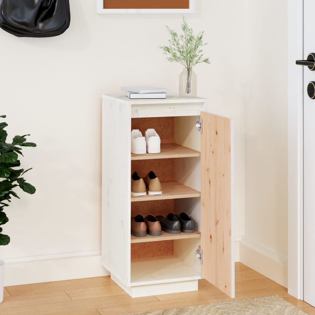 Vidaxl Cabinet da scarpe 35x35x80 cm Pino solido bianco