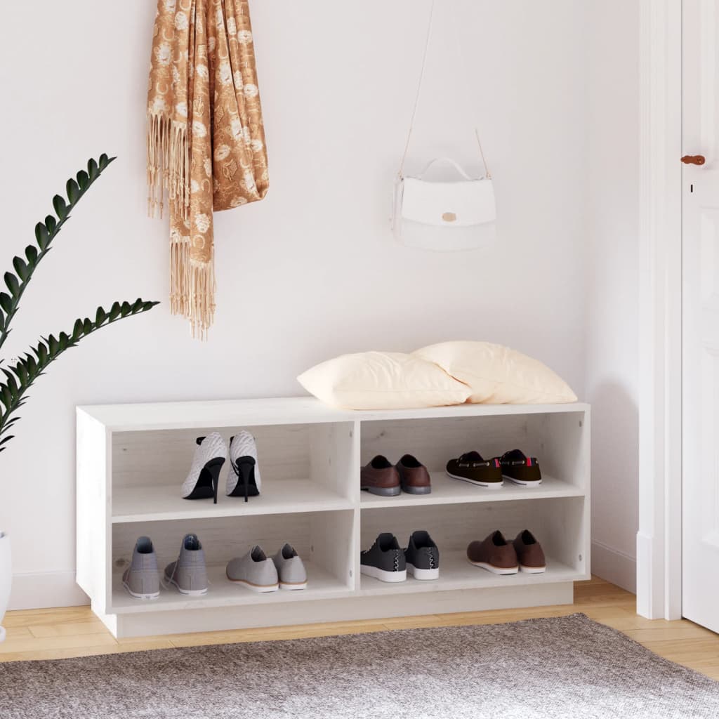 Armoire à chaussures vidaxl 110x34x45 cm en pin massif blanc