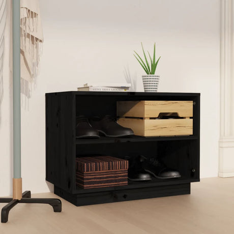 Vidaxl Schuhschrank 60x34x45 cm Festkiefer schwarz