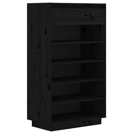Vidaxl Schuhschrank 60x34x105 cm Festkiefer schwarz
