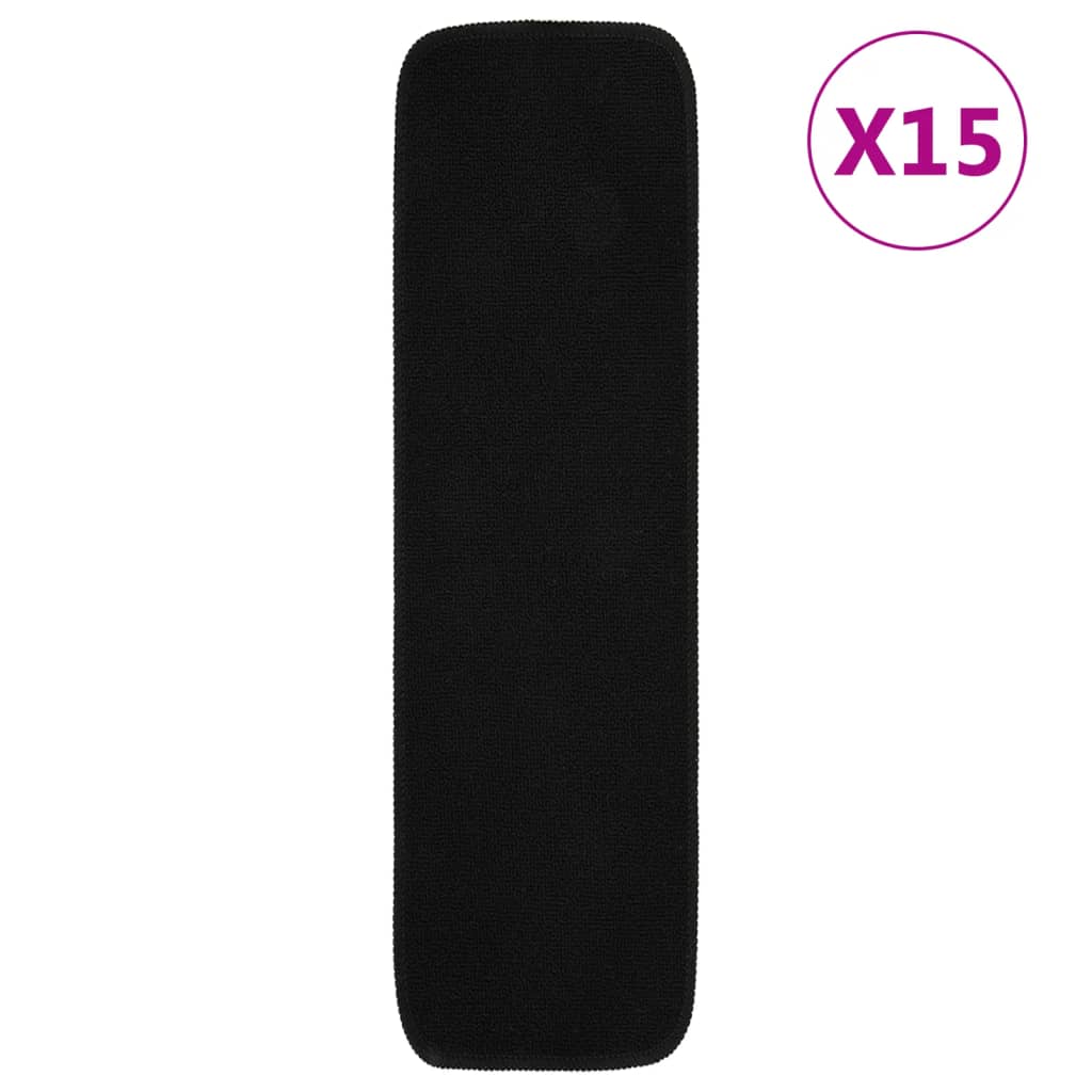 Vidaxl tappetini da scala 15 St Anti-slip rettangolare 75x20 cm nero