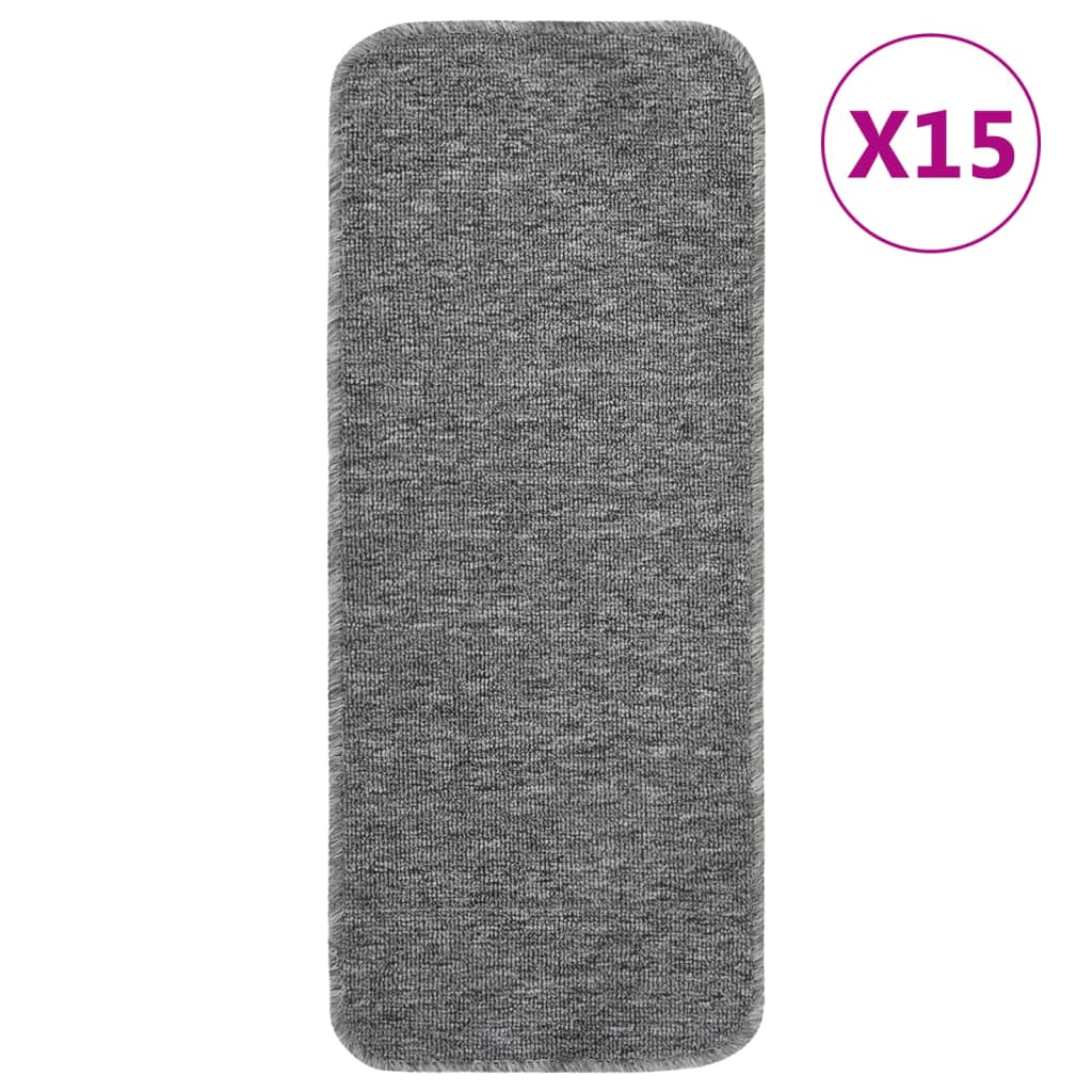 Vidaxl Stair Mats 15 St Anti-Slip rektangulær 60x25 cm grå