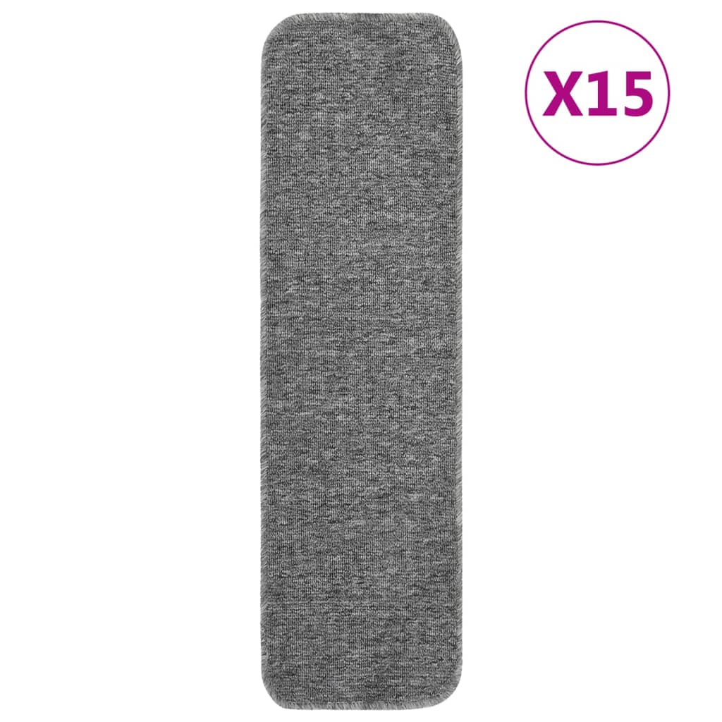 Vidaxl stair mats 15 st anti-slip rectangular 75x20 cm gray