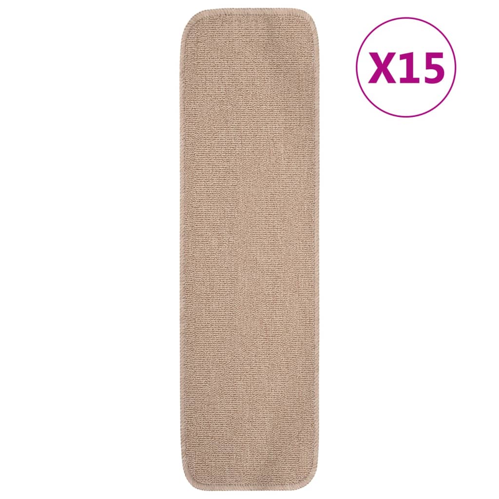 Mattes d'escalier Vidaxl 15 ST BEIGE RECTANGULAIRE ANTI-SLIP 75X20 CM