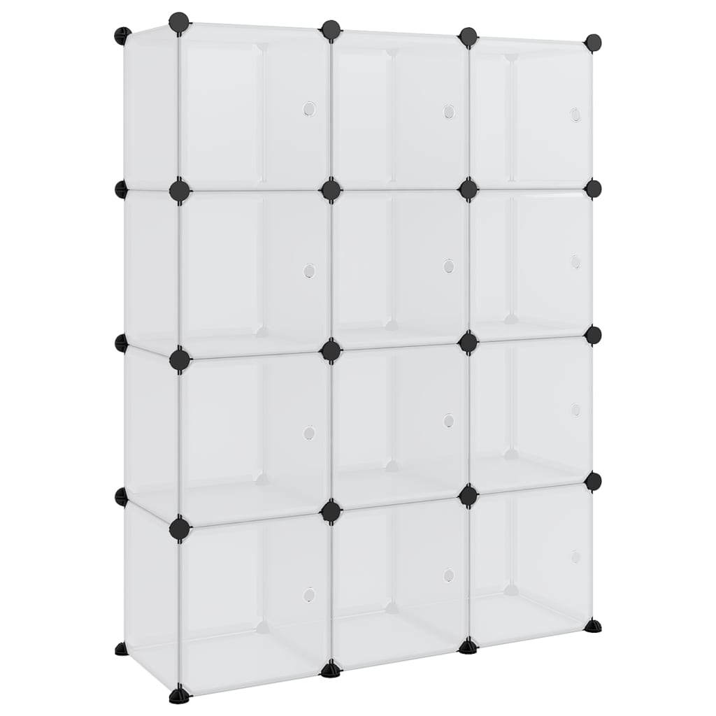 Vidaxl Storage furniture with 12 compartments and doors polypropene transparent