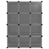 Vidaxl Storage furniture with 12 compartments and doors polypropene black