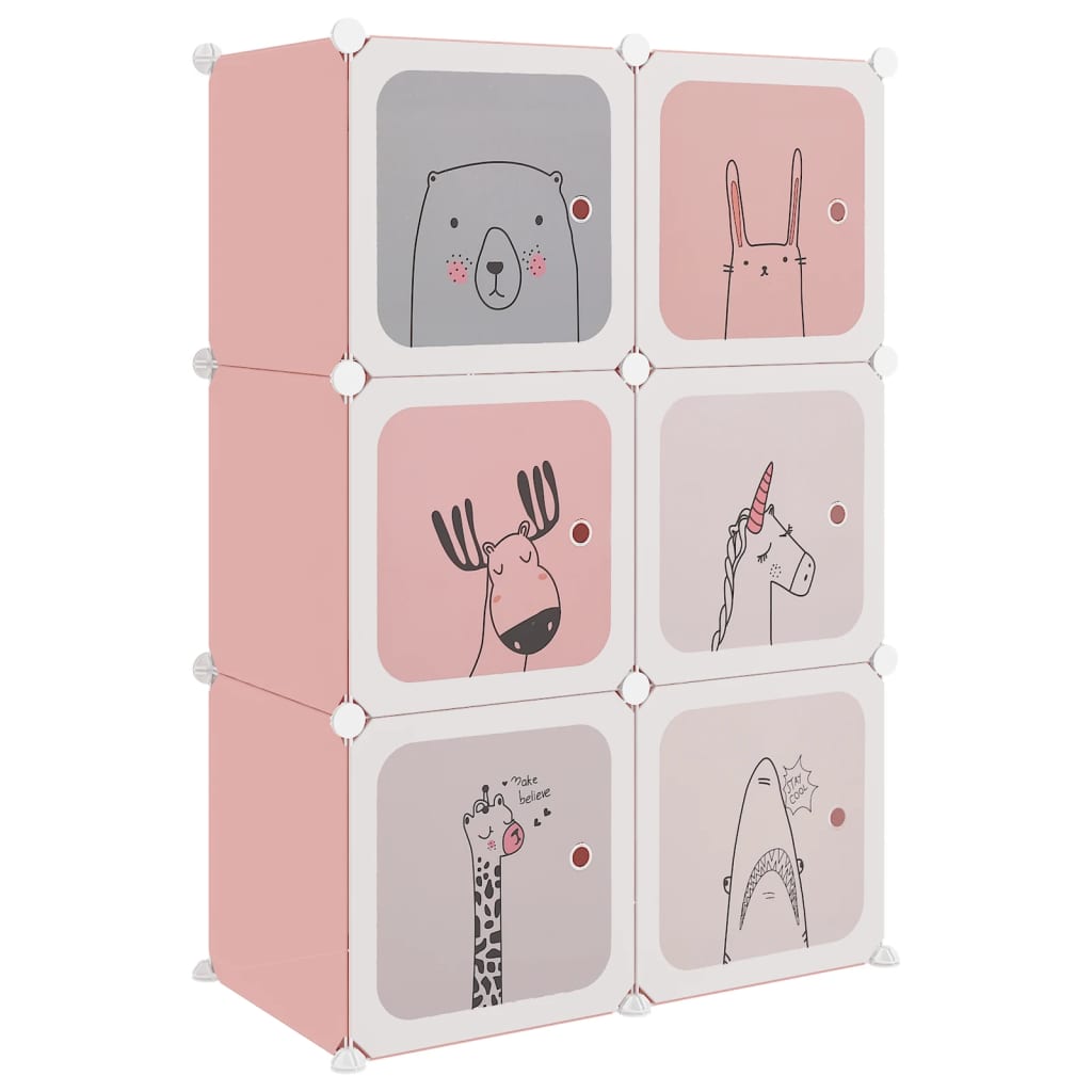 Muebles de almacenamiento para niños de Vidaxl con 6 compartimentos Polypropene Pink