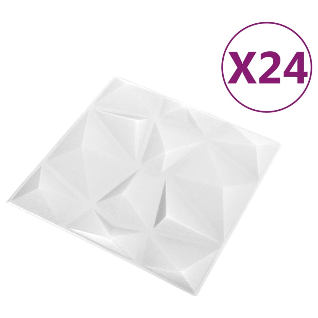 Vidaxl 24 ST nástěnné panely 3d 6 m² 50x50 cm Diamond White