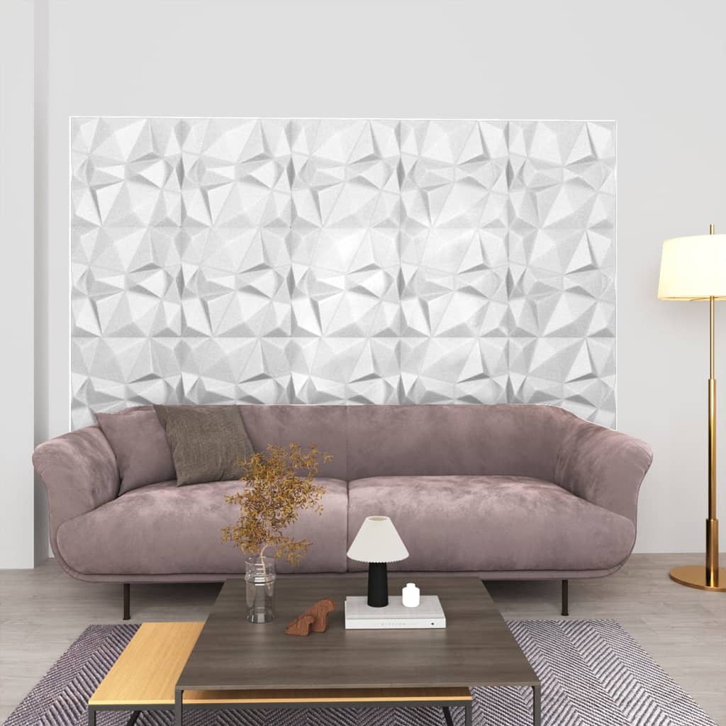 Vidaxl 48 ST Wall Panels 3d Diamond 12 m² 50x50 cm bílá