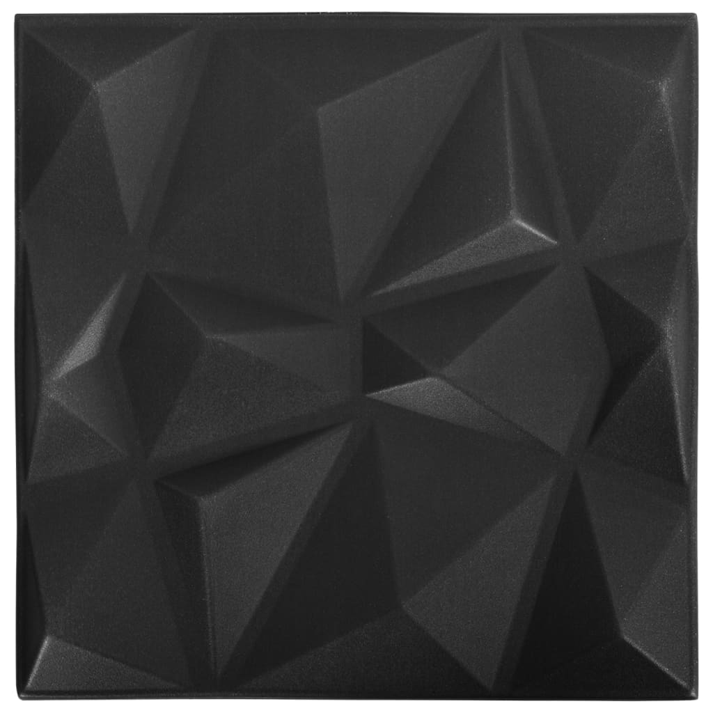 Vidaxl 24 st panneaux muraux 3d diamant 6 m² 50x50 cm noir