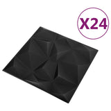 Vidaxl 24 St Wall Panels 3D Diamond 6 m² 50x50 cm svart