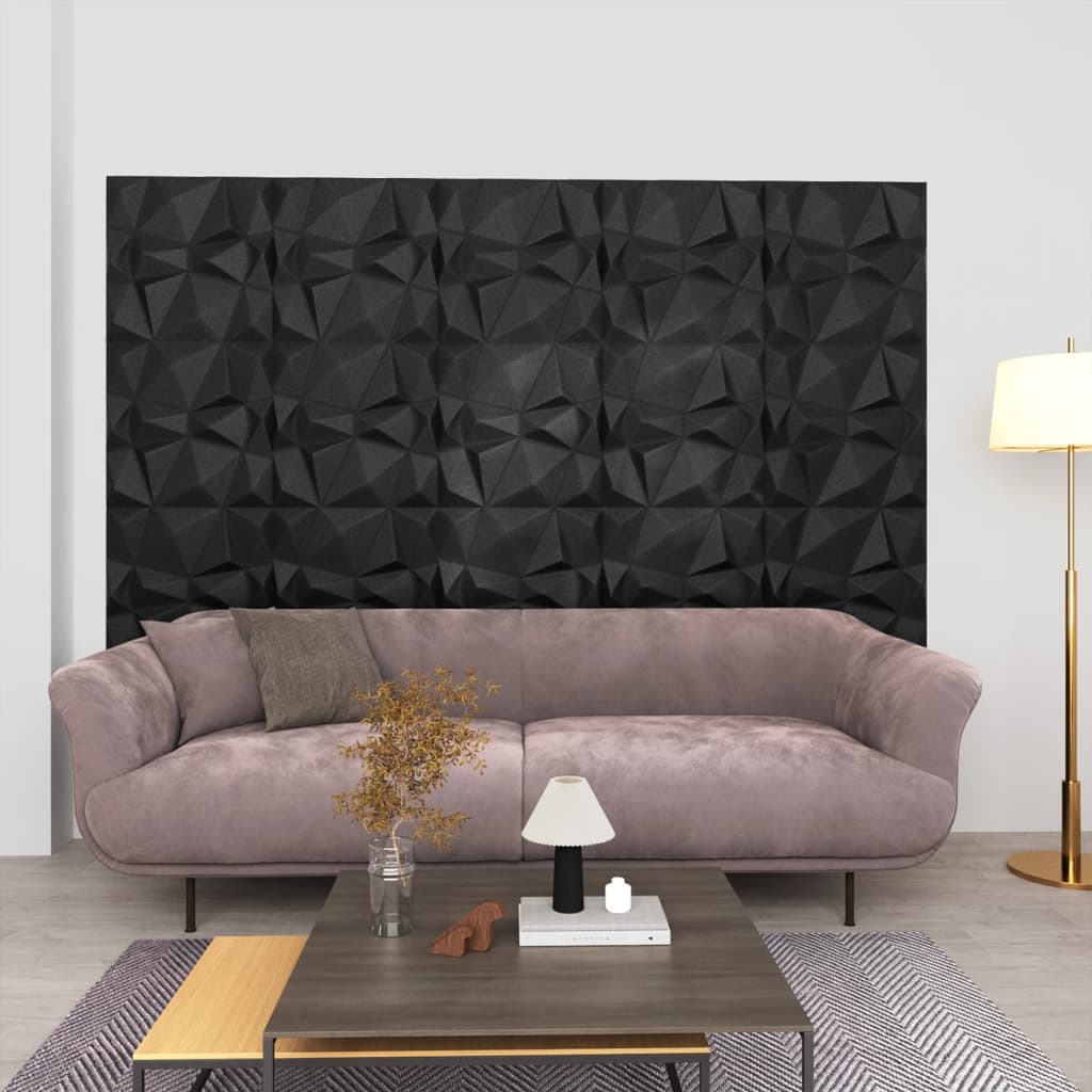 Vidaxl 48 St Wall Panels 3d 12 m² 50x50 cm Diamond Black