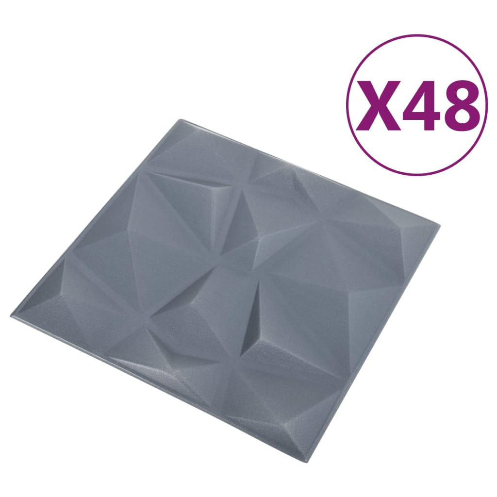 Vidaxl 48 Pannelli a parete ST 3D Diamond 12 m² 50x50 cm Grigio