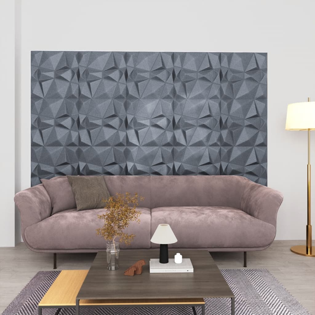 Vidaxl 48 paneles de pared 3d Diamante 12 m² 50x50 cm de gris