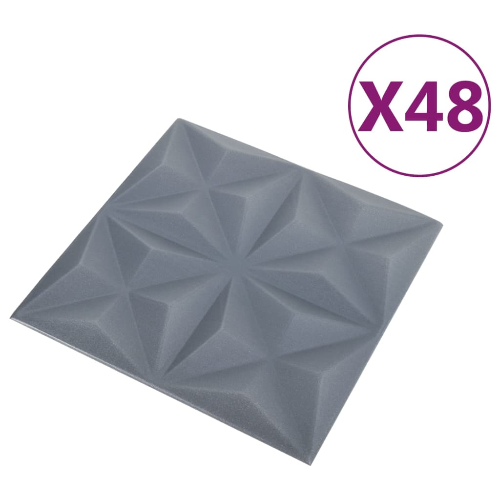 Vidaxl 48 St Wand Panels 3D Origami 12 m² 50x50 cm Grau