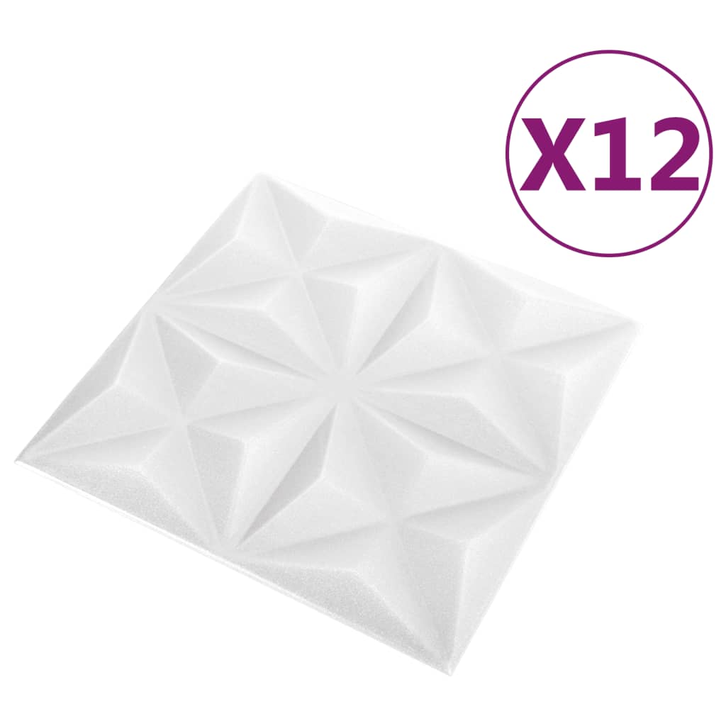 Vidaxl 12 st väggpaneler 3d origami 3 m² 50x50 cm vit