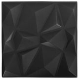 Vidaxl 12 stage de mur 3d diamant 3 m² 50x50 cm noir