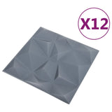 Vidaxl 12 pannelli a parete 3d diamante 3 m² 50x50 cm grigio