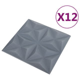 Vidaxl 12 st wall panels 3D origami 3 m² 50x50 cm gray