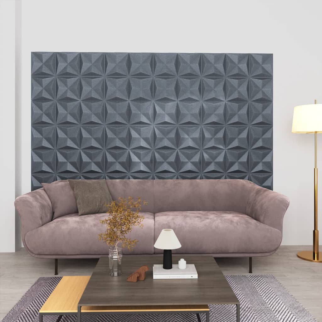 Vidaxl 12 paneles de pared 3d Origami 3 m² 50x50 cm de gris