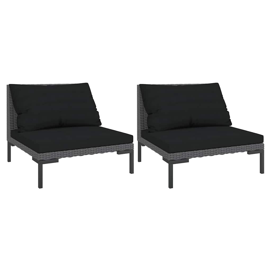 Vidaxl tuinbanken 2 st met kussens halfrond poly rattan
