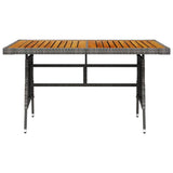 Vidaxl tuintafel 130x70x72 cm poly rattan en massief acaciahout grijs