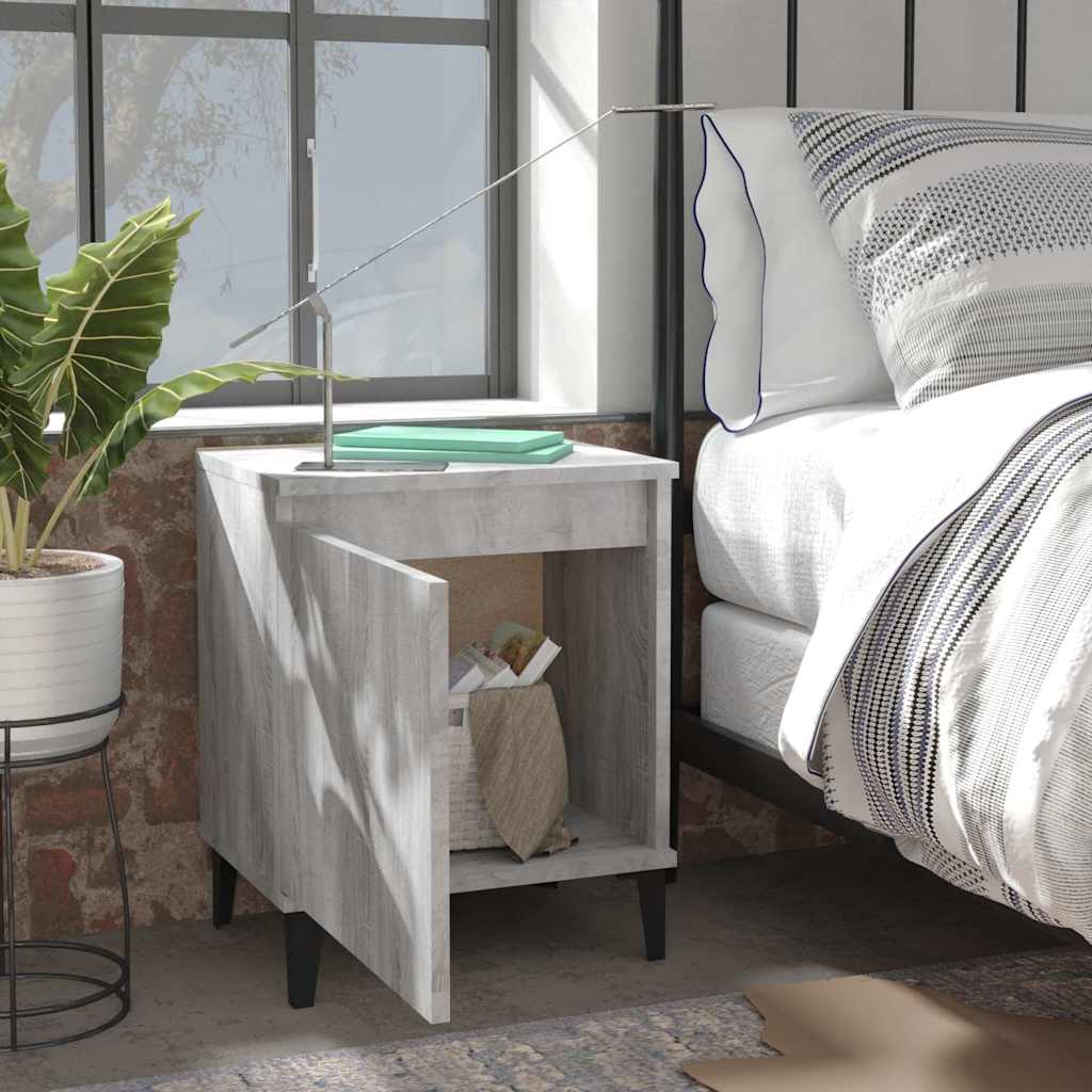 Vidaxl nachtkastjes met metalen poten 40x30x50 cm grijs sonoma eiken