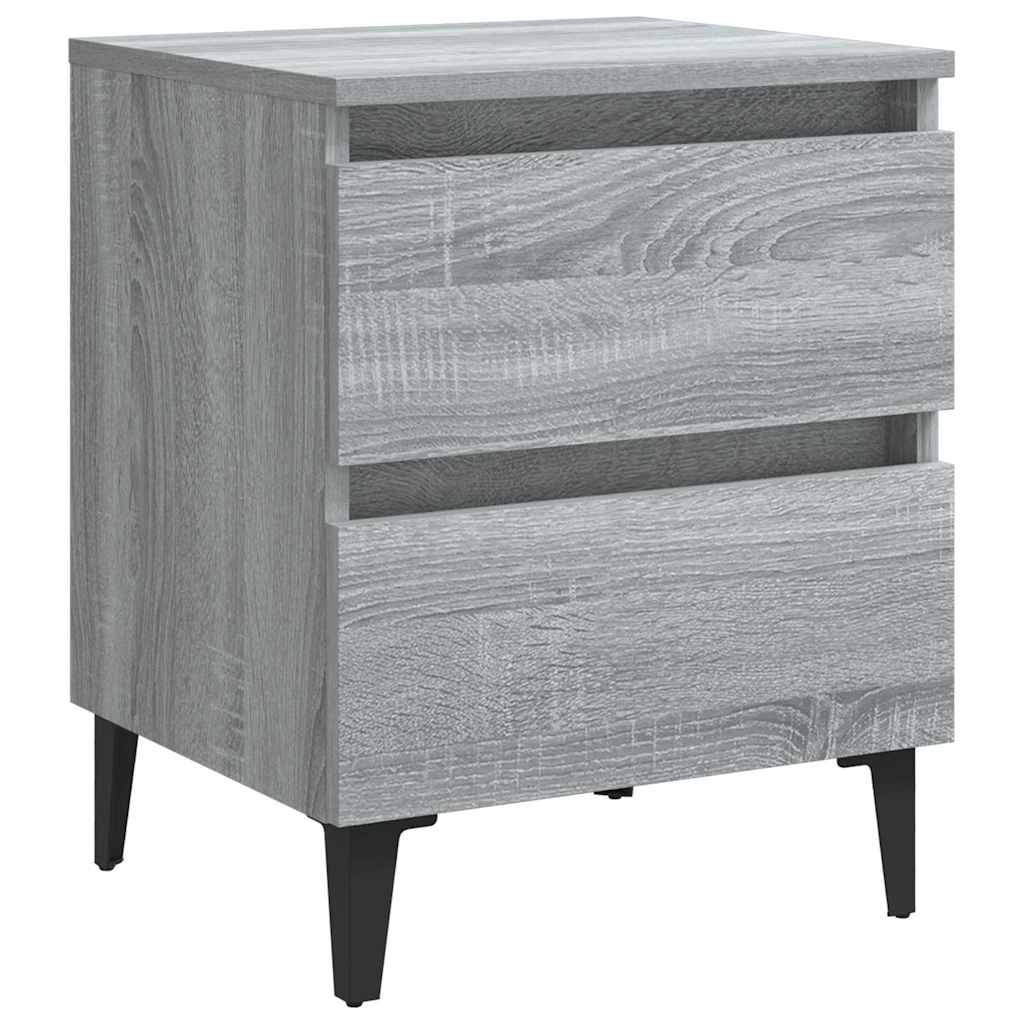 Vidaxl nachtkastje met metalen poten 40x35x50 cm grijs sonoma eiken