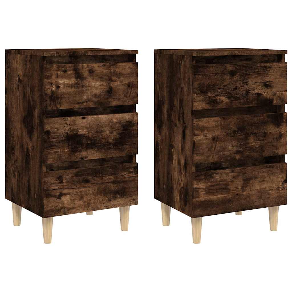 Vidaxl nachtkastjes 2 st met houten poten 40x35x69 cm gerookt eiken