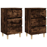 Vidaxl nachtkastjes 2 st met houten poten 40x35x69 cm gerookt eiken