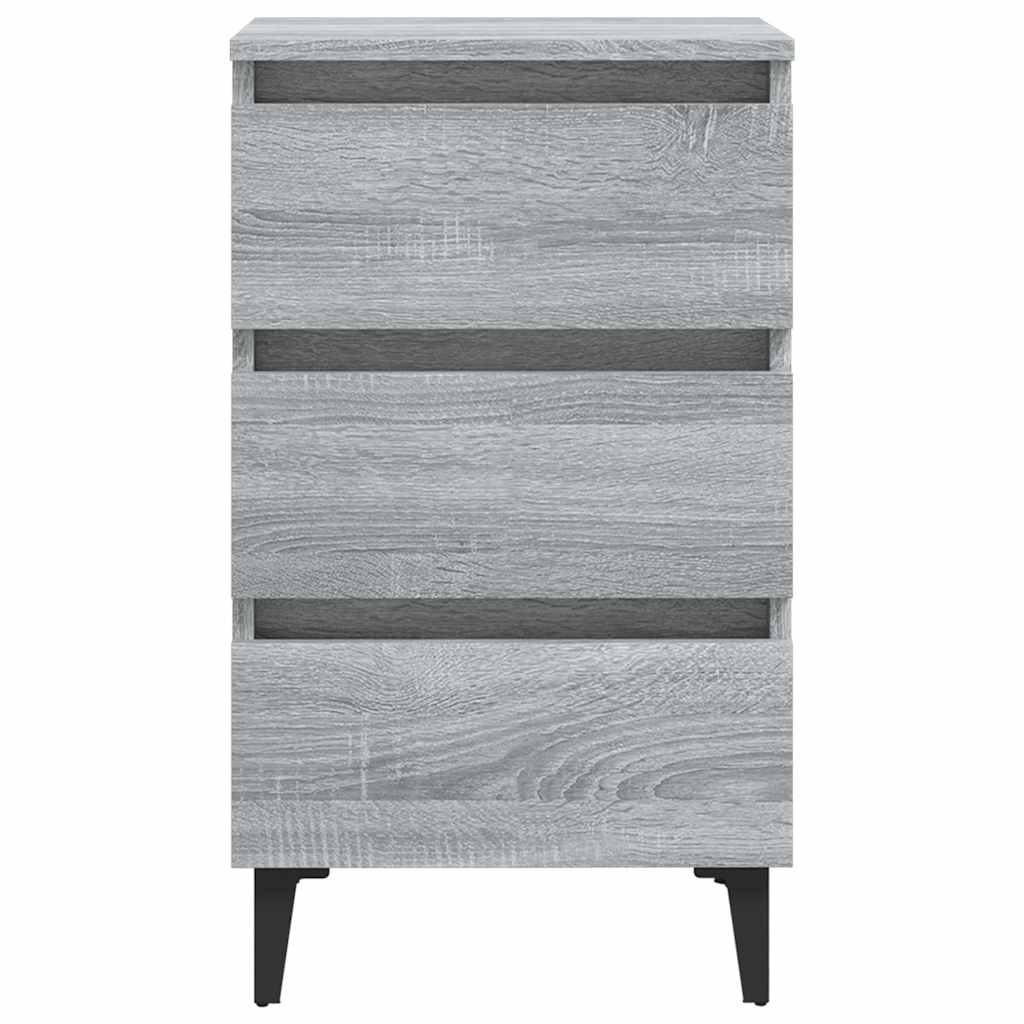 Vidaxl nachtkastje met metalen poten 40x35x69 cm grijs sonoma eiken