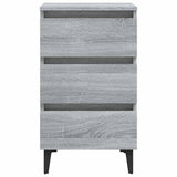 Vidaxl nachtkastje met metalen poten 40x35x69 cm grijs sonoma eiken