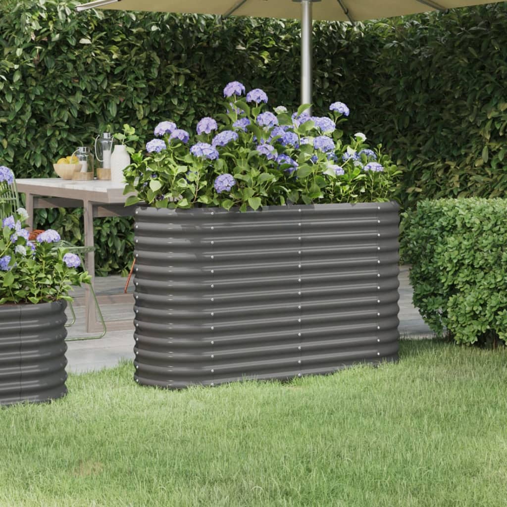 Vidaxl plantenbak 114x40x68 cm gepoedercoat staal grijs