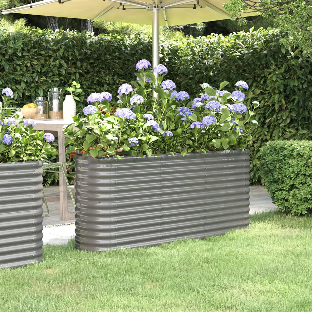 Vidaxl Planter 152x40x68 cm pulver -ccoated stålgrå