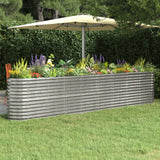 VIDAXL -Pflanzer 332x40x68 cm Pulver -bezogenes Stahl Silber gefärbt