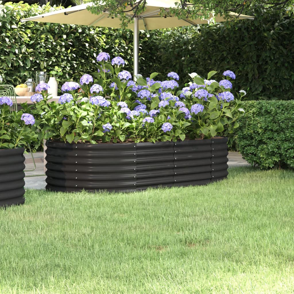 Vidaxl Planter 152x80x36 cm pulver -ccoated stål Anthracite -färgad