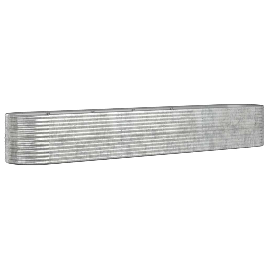 VIDAXL -Planungsbox 440x80x68 cm Pulver -bezogenes Stahl Silber gefärbt