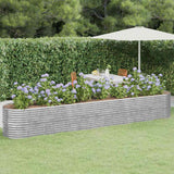 VIDAXL -Planungsbox 440x80x68 cm Pulver -bezogenes Stahl Silber gefärbt