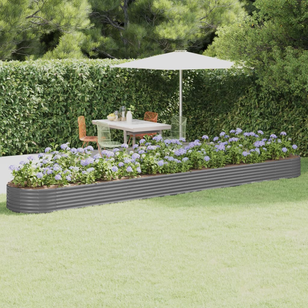 Vidaxl plantenbak 544x100x36 cm gegalvaniseerd staal grijs