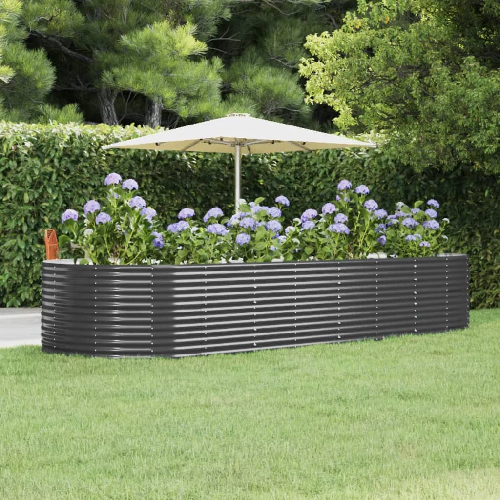 VIDAXL -Pflanzer 367x140x68 cm Pulver -beschichteter Stahl -Anthrazit -Gelenk