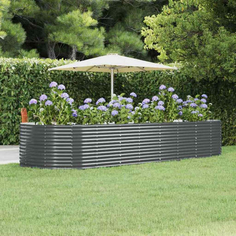 VIDAXL -Pflanzer 367x140x68 cm Pulver -beschichteter Stahl -Anthrazit -Gelenk