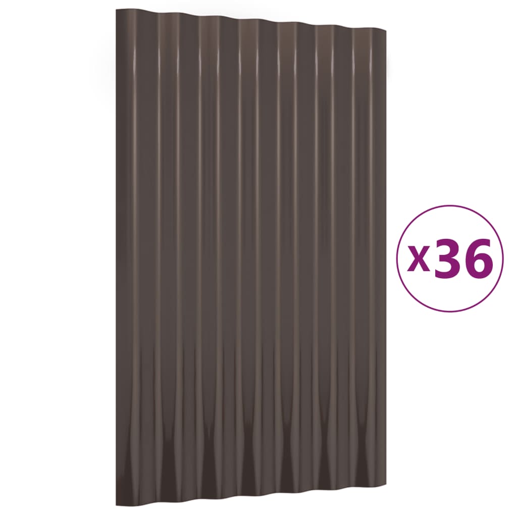 Vidaxl Dach Panels 36 st 60x36 cm pude -coated Stahlbrong