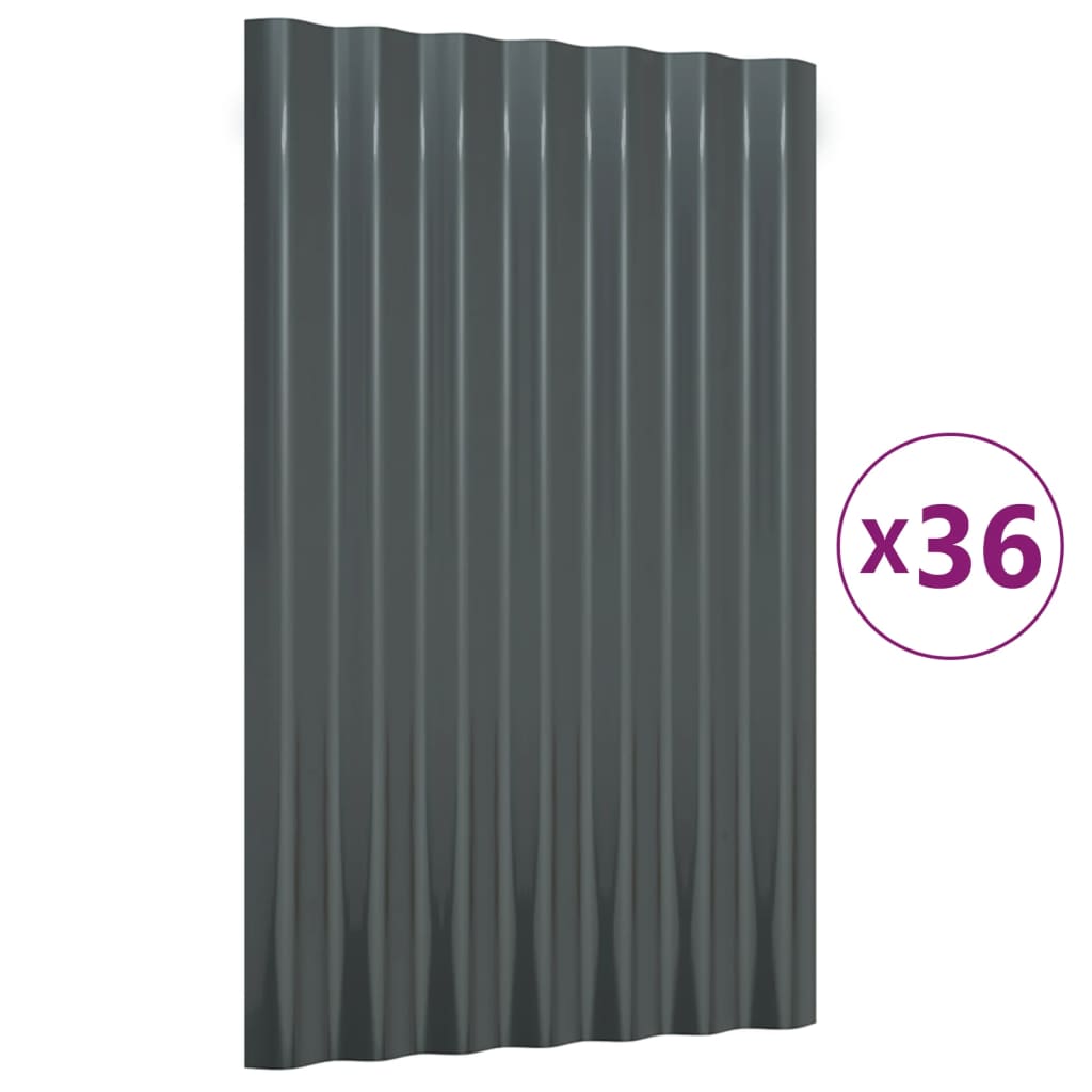 Vidaxl takpaneler 36 ST 60x36 cm pulver -ccoated stål Anthracite -färgad