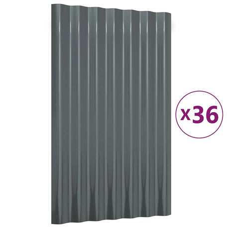 VIDAXL -Dachpaneele 36 ST 60x36 cm Pulver -bewegtes Stahl Anthrazit -gelöscht