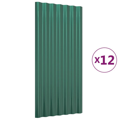 Vidaxl dakpanelen 12 st 80x36 cm gegalvaniseerd staal groen