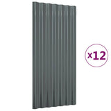Vidaxl dakpanelen 12 st 80x36 cm gegalvaniseerd staal antracietkleurig
