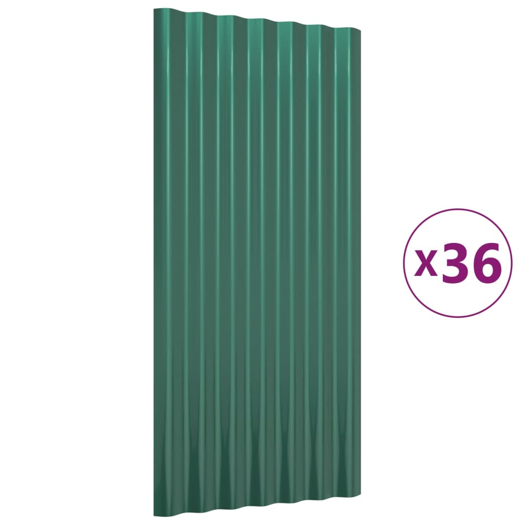 VidaXL roof panels 36 st 80x36 cm powder -coated steel green